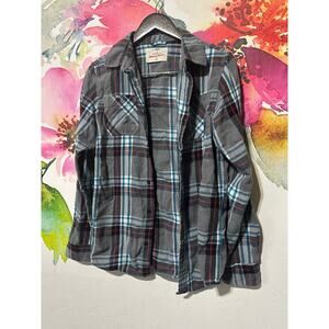 Urban Pipeline Men Awesomely Soft Ultimate Flannel Button Teal Plaid Shirt Sz XL